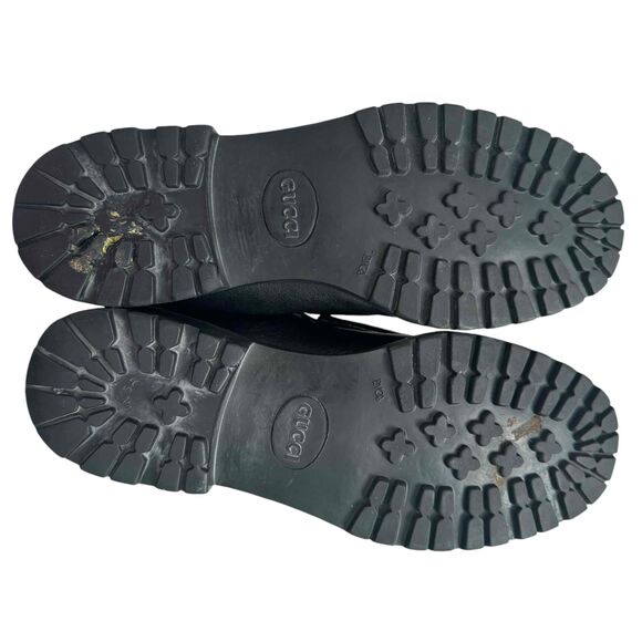 Gucci Black Leather Horsebit Lug Sole Loafers Silver Bit Detail Preppy Designer - Picture 12 of 13